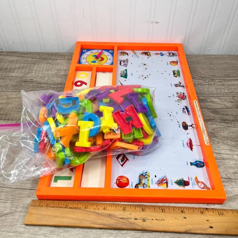 Vintage Educational Magnet Board: Nursery Decor with Letters & Numbers